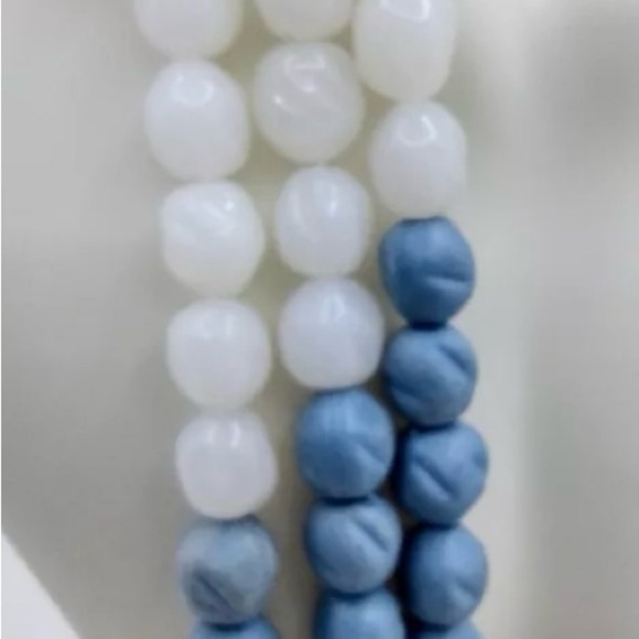 Charming Charlie Layered Necklace Beaded with Milky Quartz and Denim Toned Beads - Picture 4 of 6